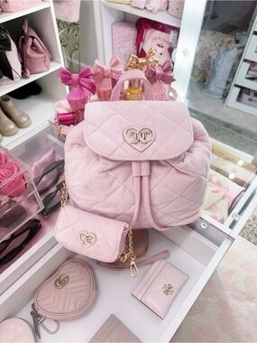 Juicy Couture Pink Quilted Heart Backpack Mini Pouch NWT